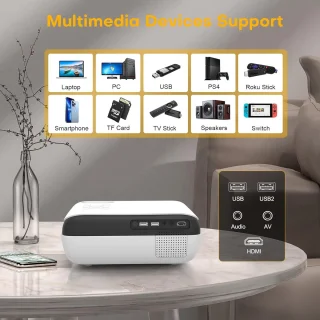 Mini Bluetooth Projector 4K Full HD 9500 Lumen Wit