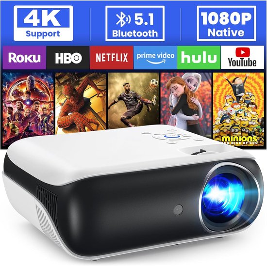 Mini Bluetooth Projector 4K Full HD 9500 Lumen Wit