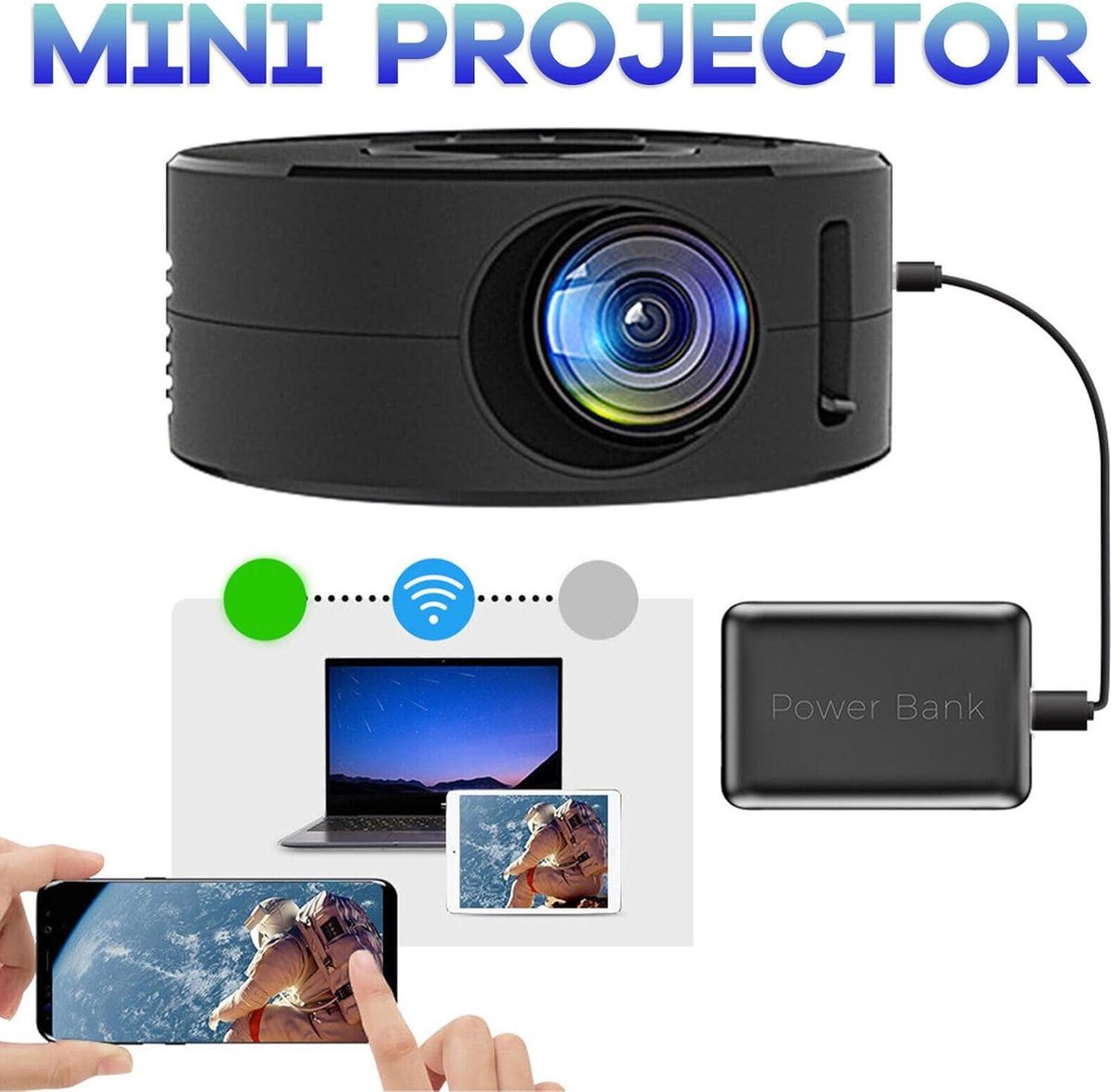 Mini LED-projector 1080P draagbaar met ingebouwde luidspreker