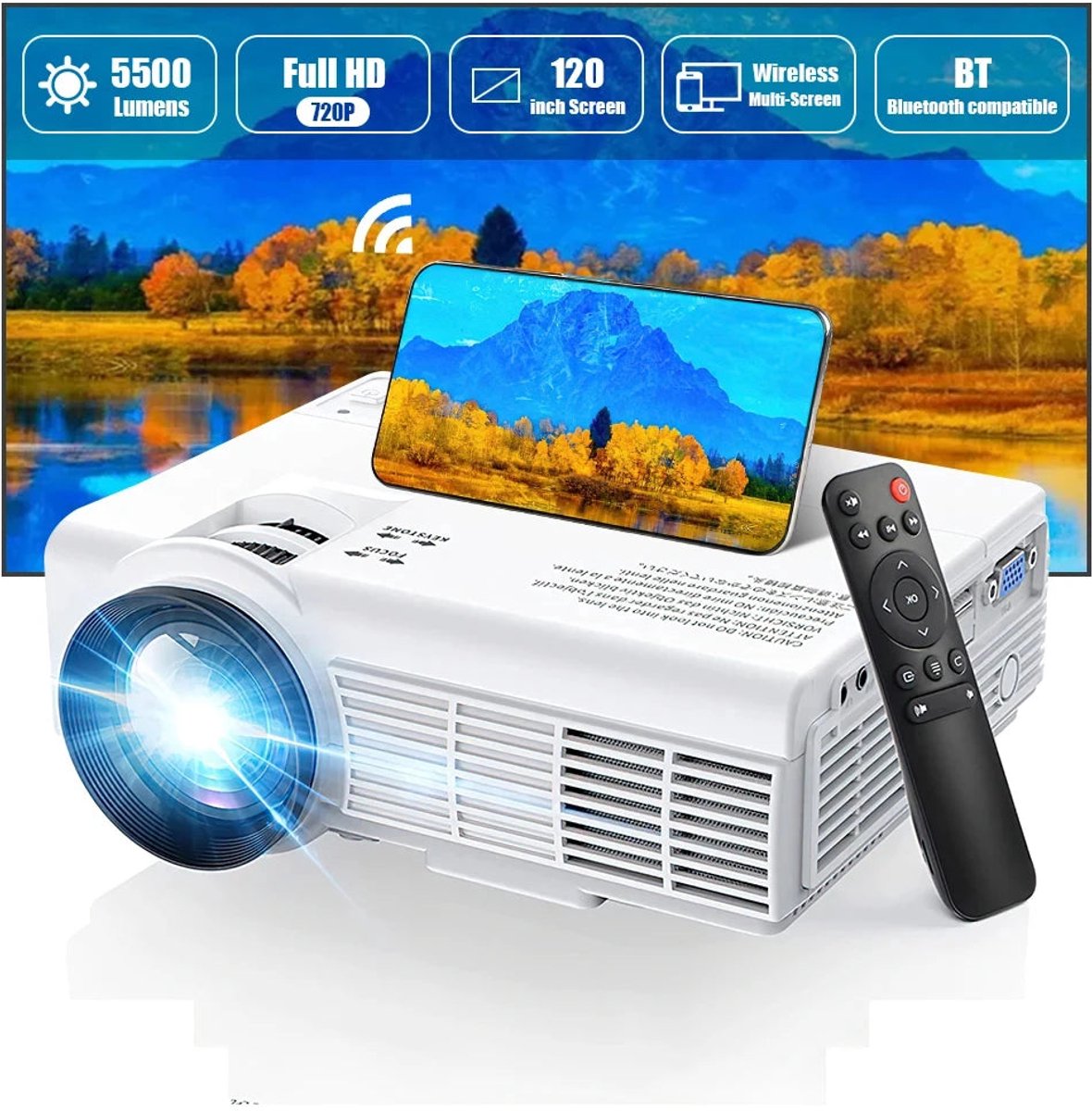 Mini Meamer Beamer Projector 1080P Wit