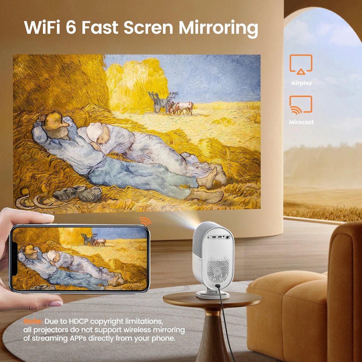 Mini Projector 4K Full HD Wifi6 EU Plug