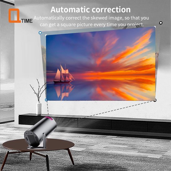 Mini projector Android 11 WiFi 6 Bluetooth Antraciet