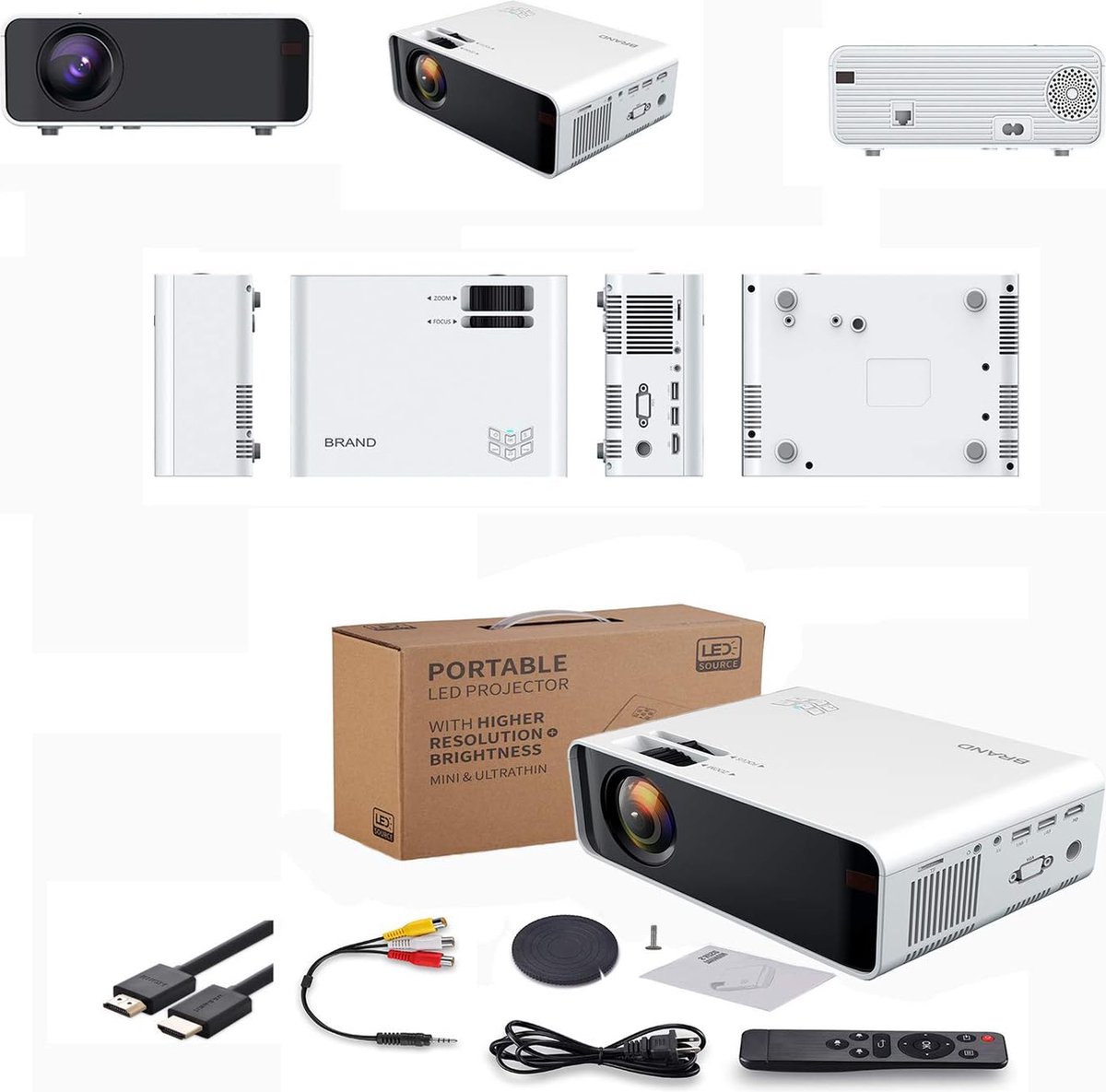 Mini Projector Full HD 6000 Lumen WiFi Bluetooth Wit