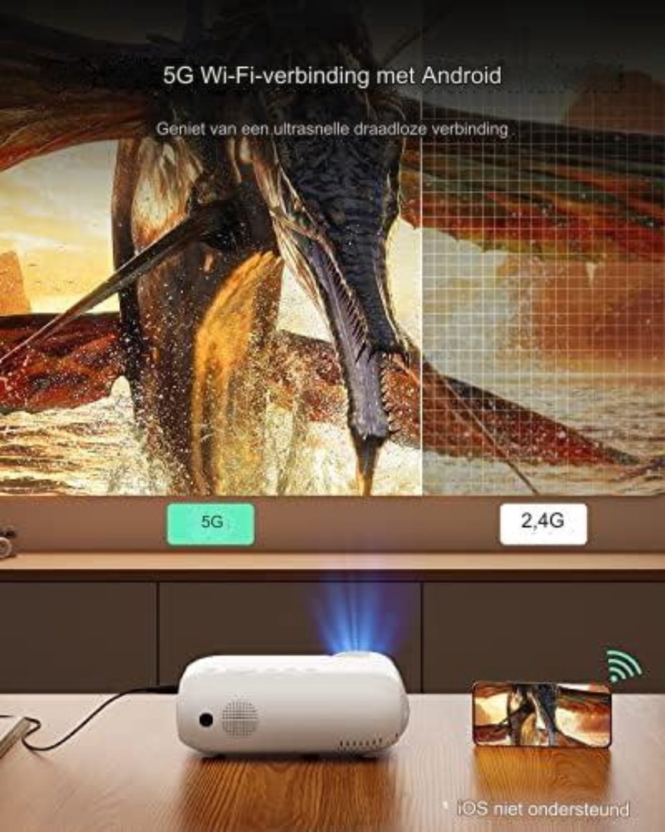 Mini projector wit met wifi en bluetooth