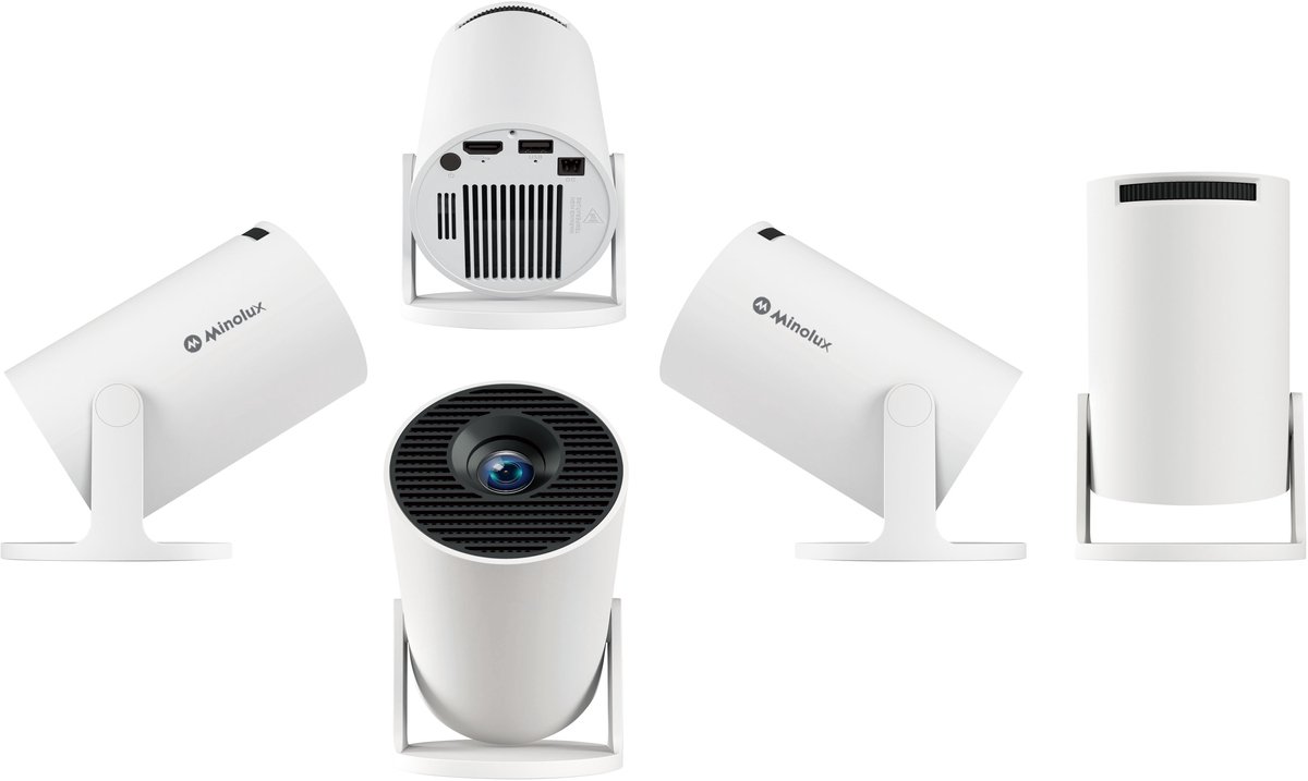 Minolux Mini Beamer 2025 Smart Projector Wit