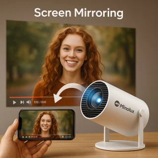 Minolux Mini Beamer 2025 Smart Projector Wit