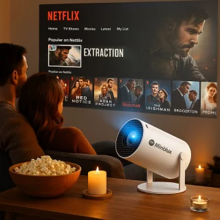 Minolux Mini Beamer 2025 Smart Projector Wit