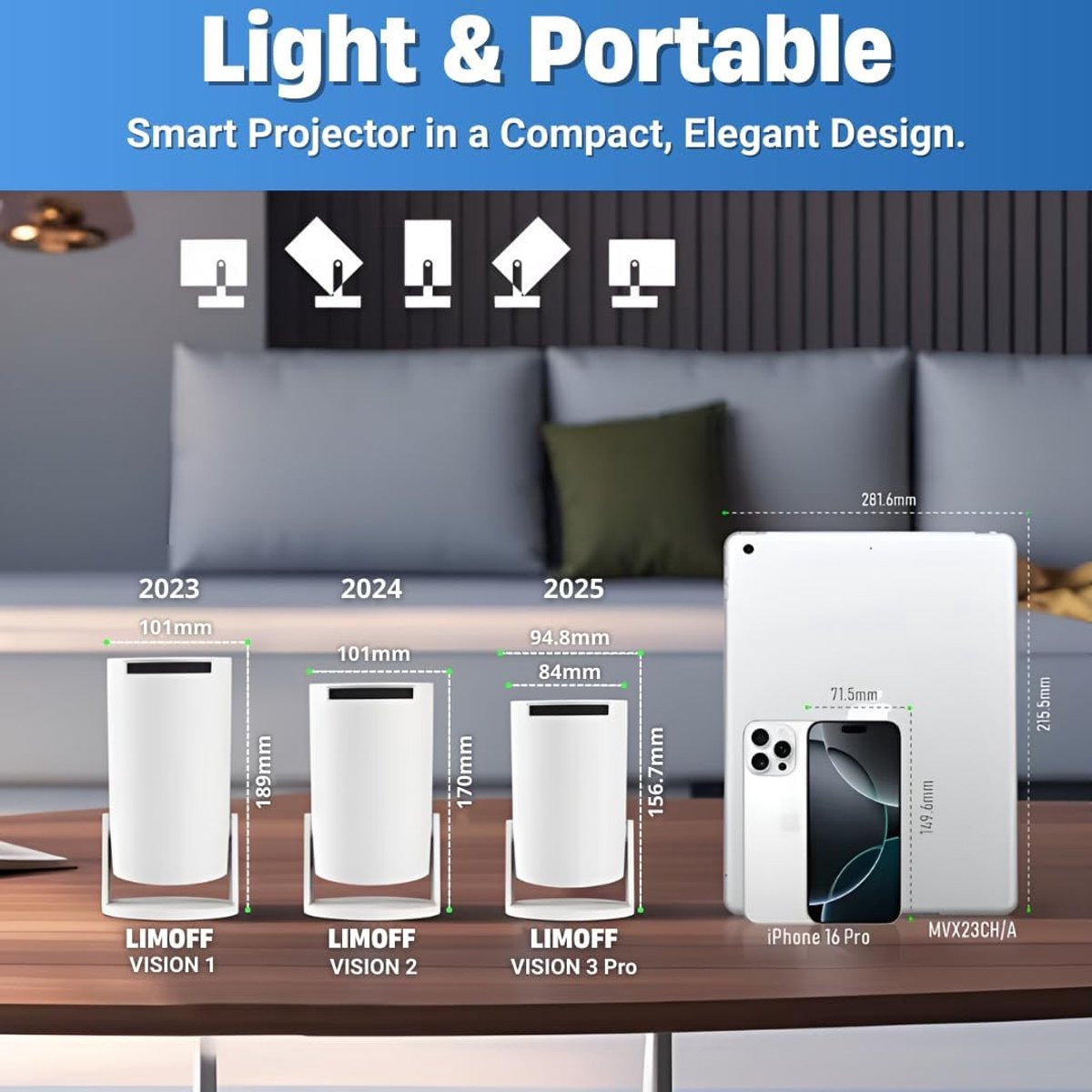 MKSS Mini Beamer Projector Wifi Bluetooth