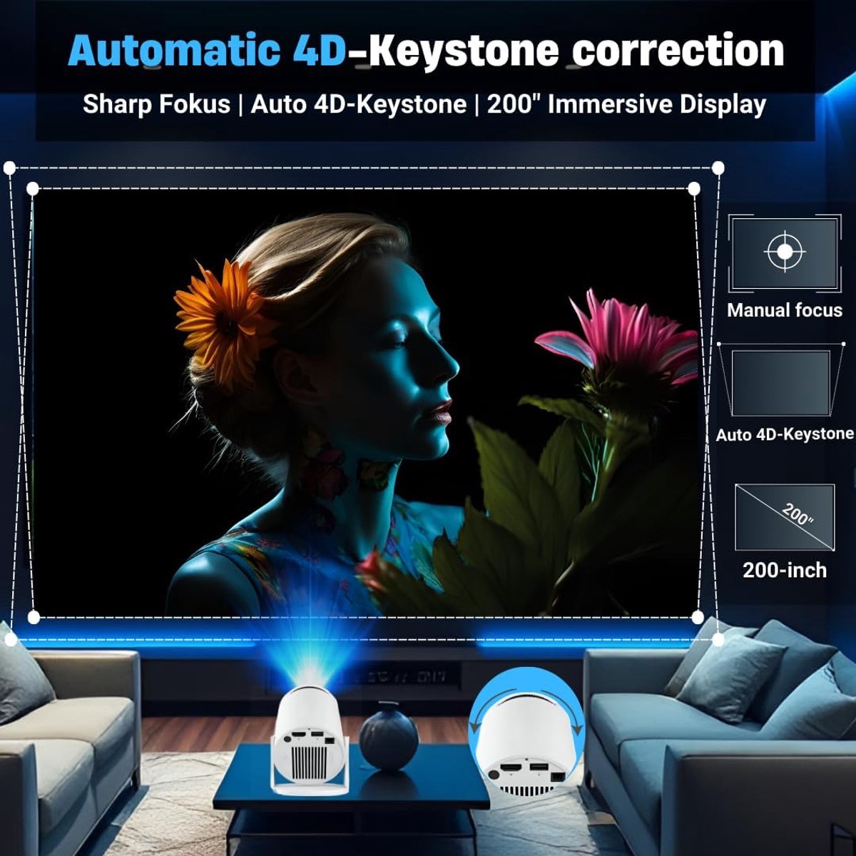 MKSS Mini Beamer Projector Wifi Bluetooth