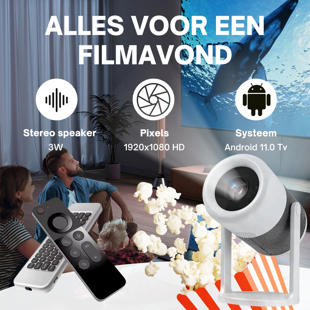 Wat vinden we goed aan de MONRIY Beamer X6 Pro Full HD 1080P Smart TV Projector Wit