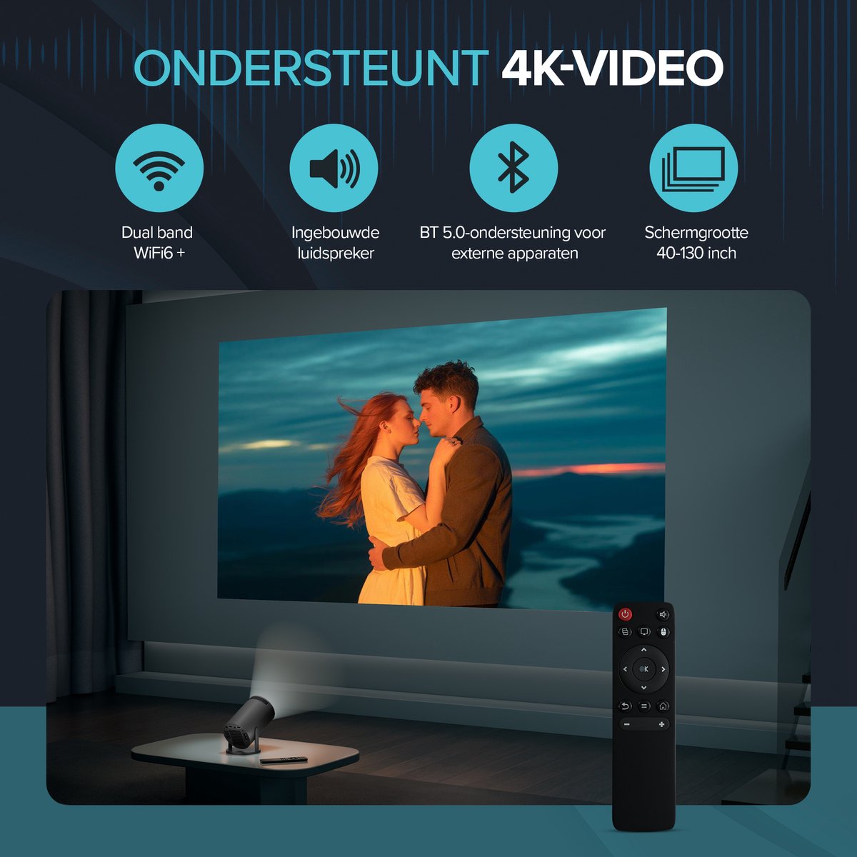 Nexino Beamer Full HD 8000 Lumen Home Cinema Android 11 Wifi 6 Bluetooth 5