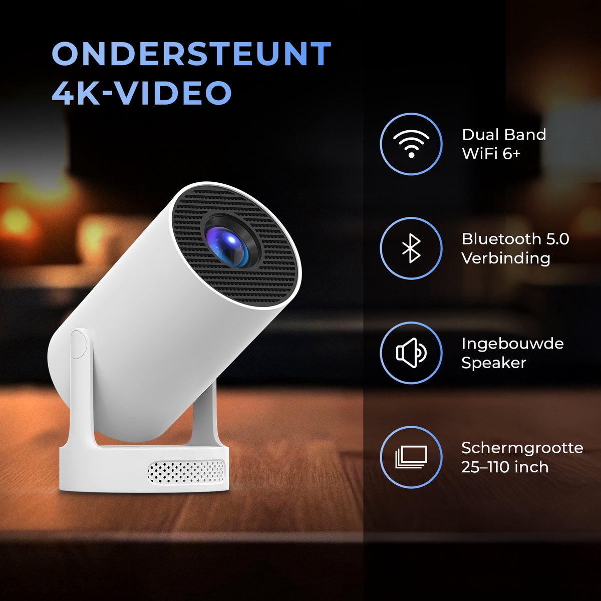 Wat vinden we goed aan de Nexino Beamer HD 4K Home Cinema Android 11 Wifi 6 Bluetooth 5