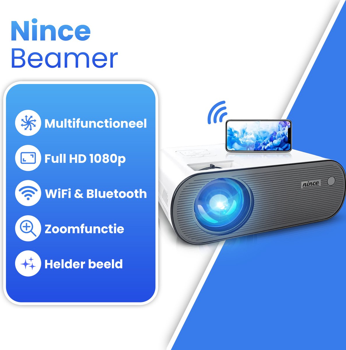 Nince Beamer C10 Mini Projector Full HD WiFi
