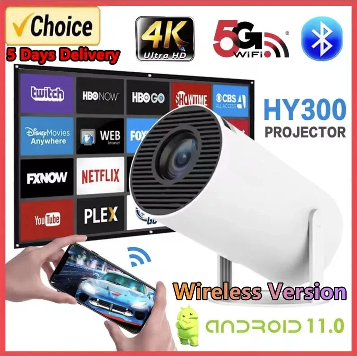 Nique WiFi 6 Mini Beamer 200 ANSI Lumen Android