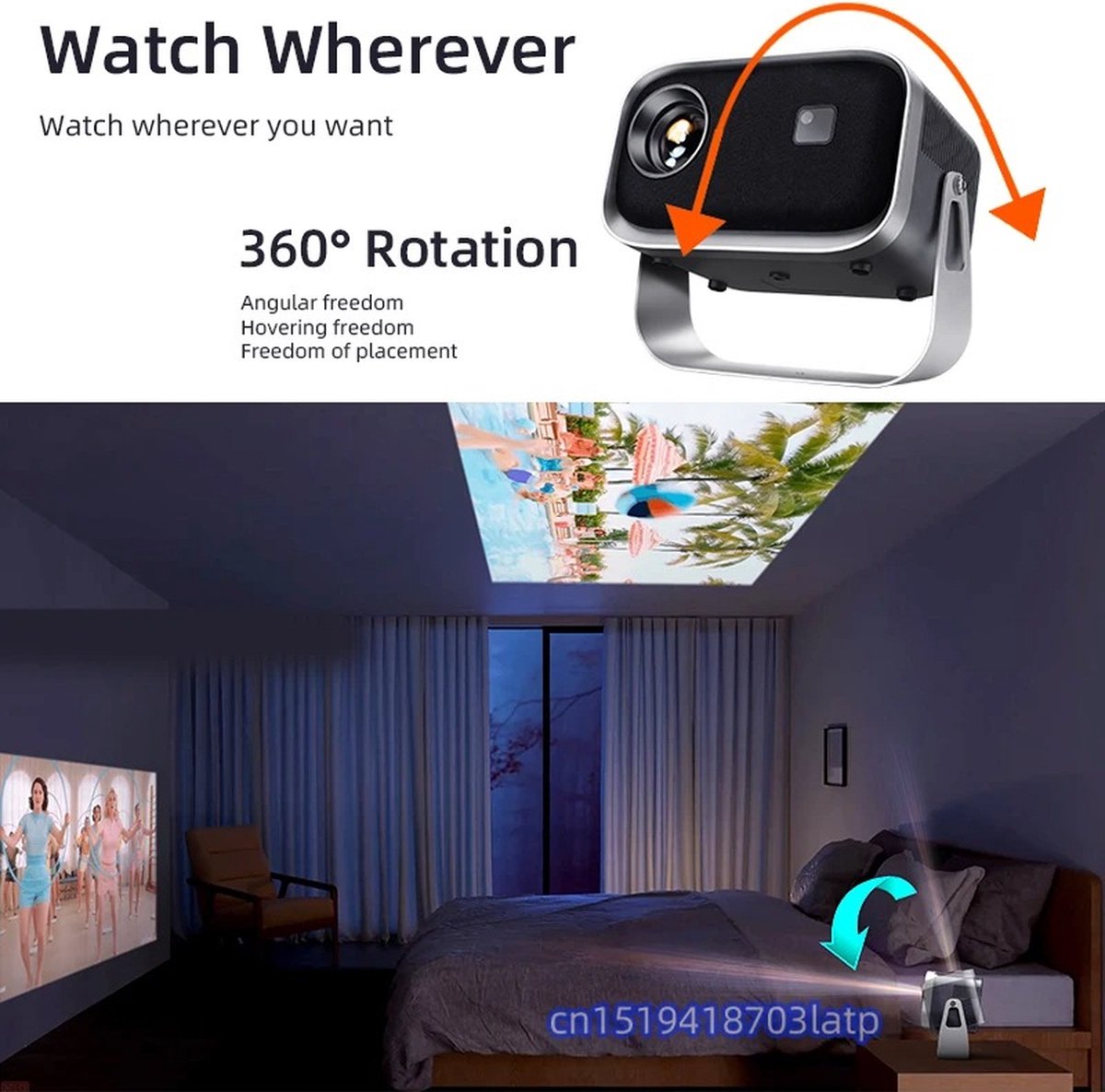 Overeem Mini Beamer 4K Wifi Met Afstandsbediening