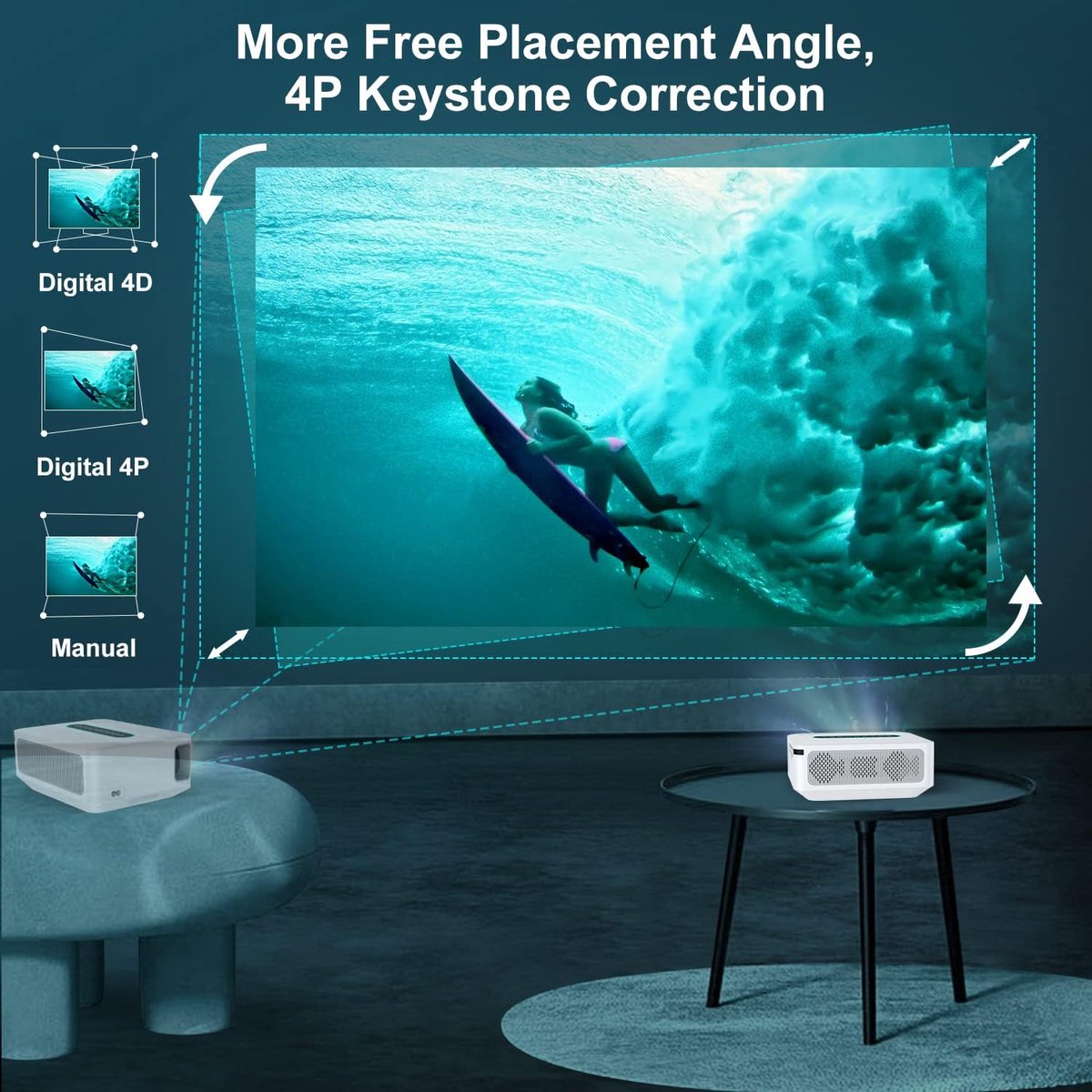 Professionele 4K Beamer Projector Android 9 Bluetooth 12.000 Lumen