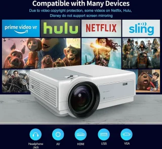 Projector 4K Mini Draagbaar Bluetooth 1080P
