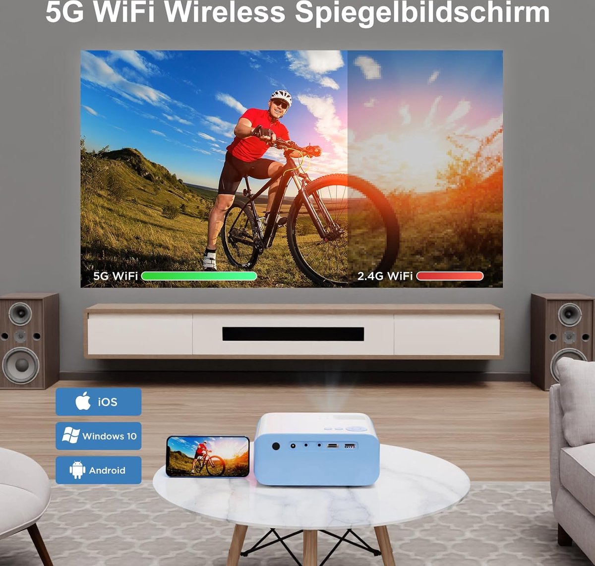 Projector V3 Full HD 1080P 9000 Lumens Wit