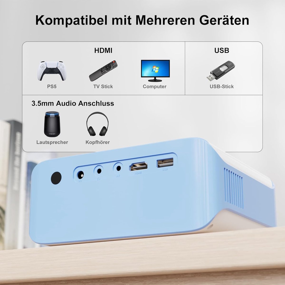 Projector V3 Full HD 1080P 9000 Lumens Wit