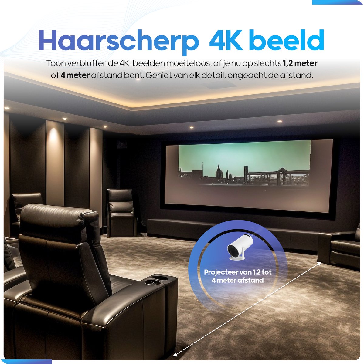 Wat vinden we goed aan de Proun Mini 4K Beamer Android 11.0