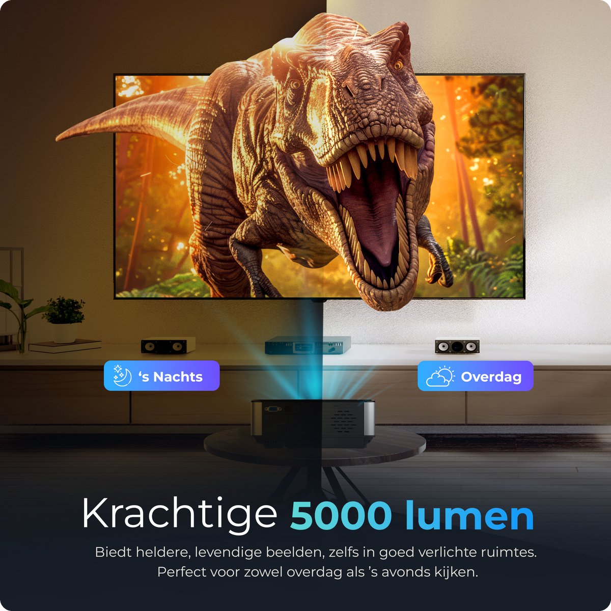 Proun Mini 4K Beamer met 120 inch Scherm