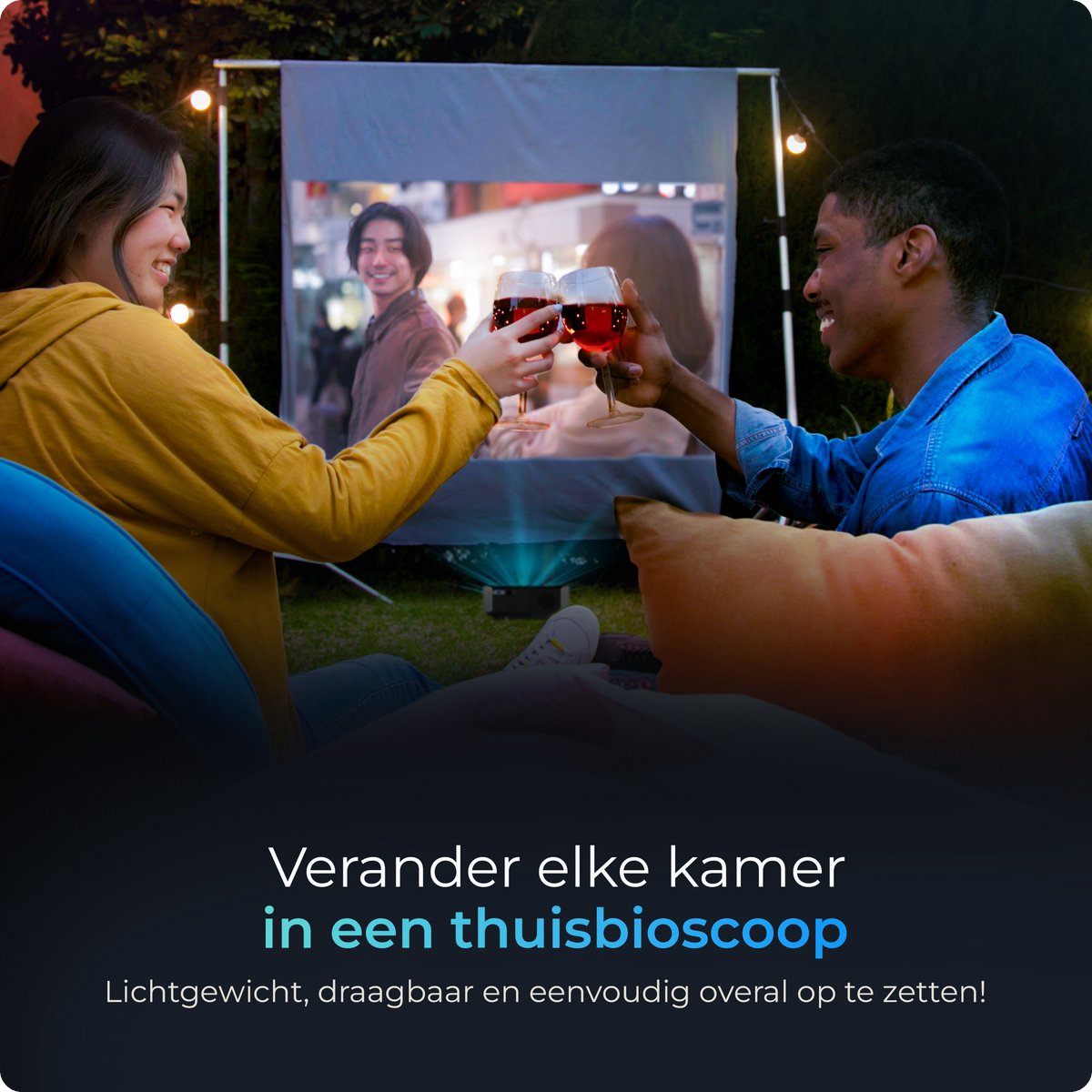 Proun Mini 4K Beamer met 120 inch Scherm