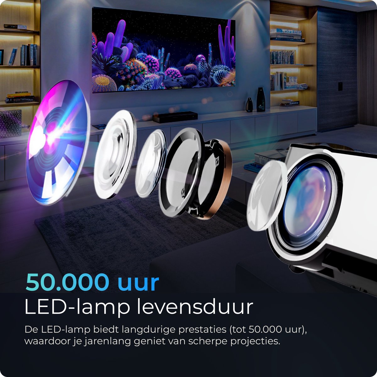 Proun Mini 4K Beamer met 120 inch Scherm