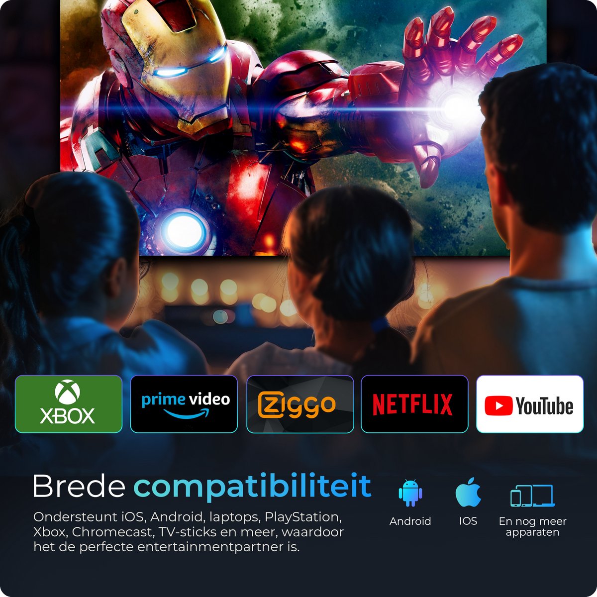 Proun Mini 4K Beamer met 120 inch Scherm