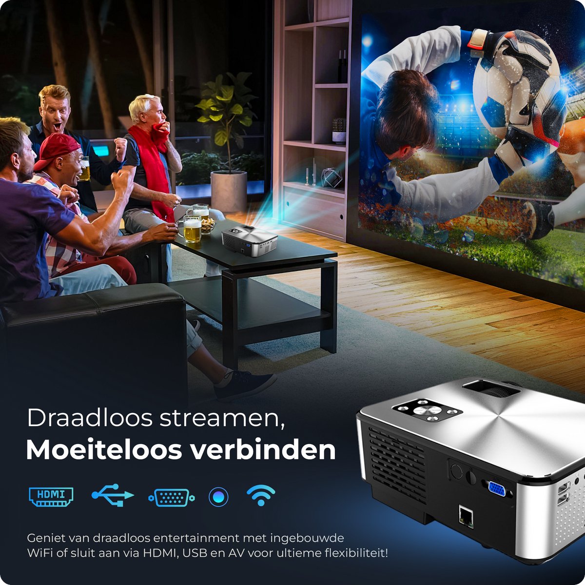 Proun Mini 4K Beamer met 120 inch Scherm