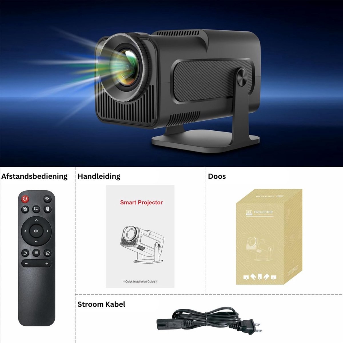 Proun Mini Beamer met 120 inch Projectiescherm Full HD