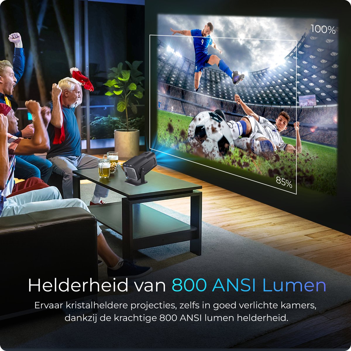 Proun Mini Beamer met 120 inch Projectiescherm Full HD
