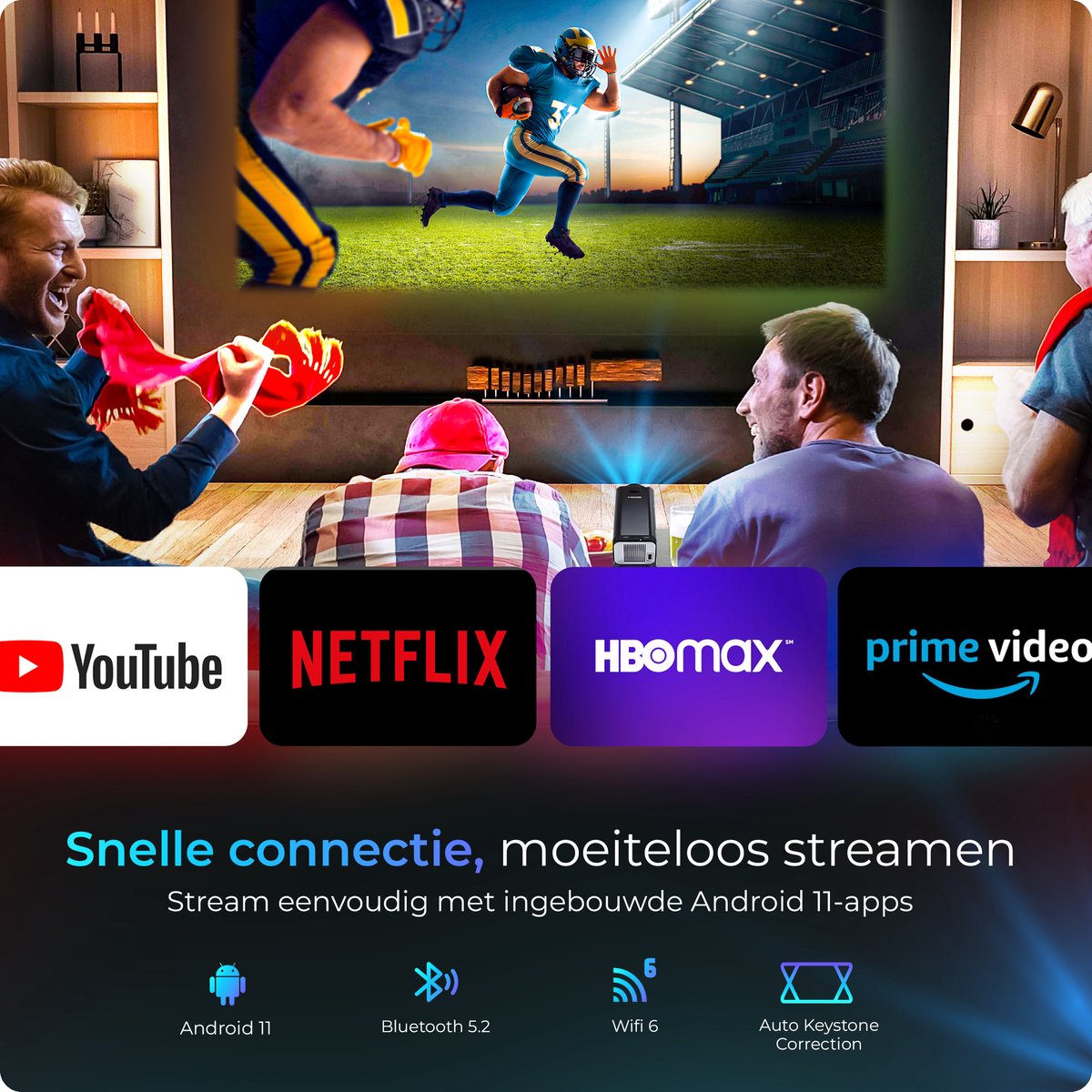 Proun Mini Beamer met 120 inch Projectiescherm Full HD