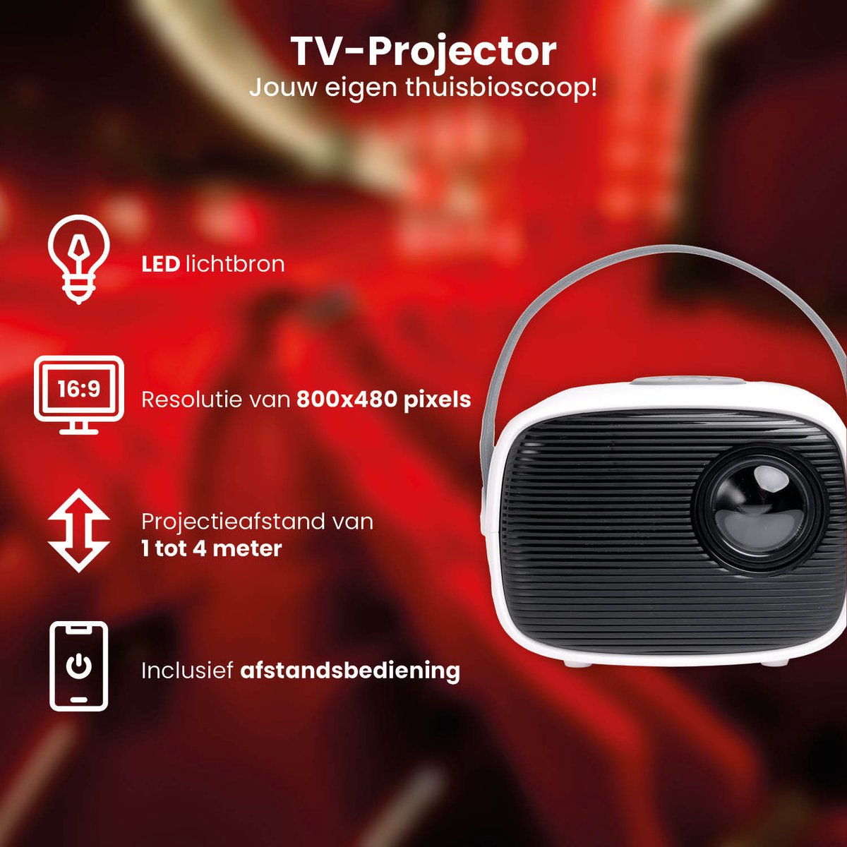 QLT Mini Beamer LED TV Projector Wit