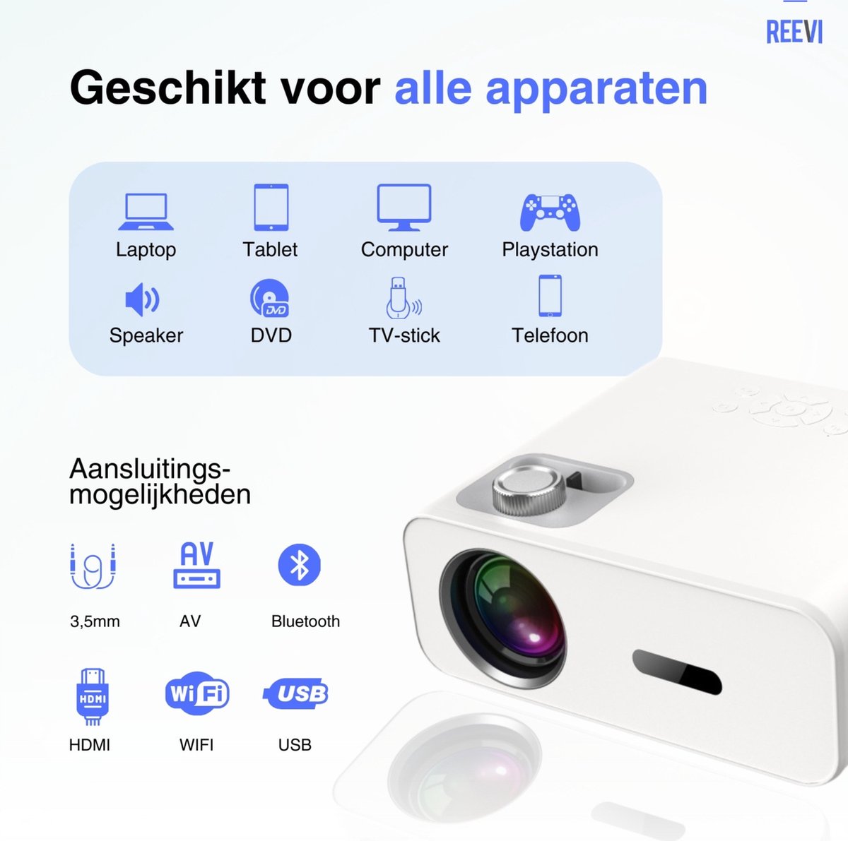 Wat vinden we goed aan de Reevi 2024 Mini Beamer 4K Model inclusief HDMI kabel
