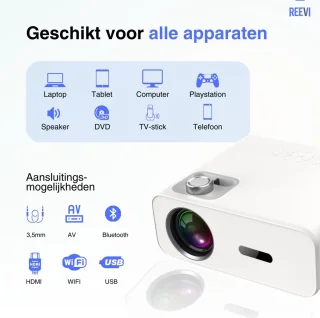 Reevi 2024 Mini Beamer 4K Model inclusief HDMI kabel