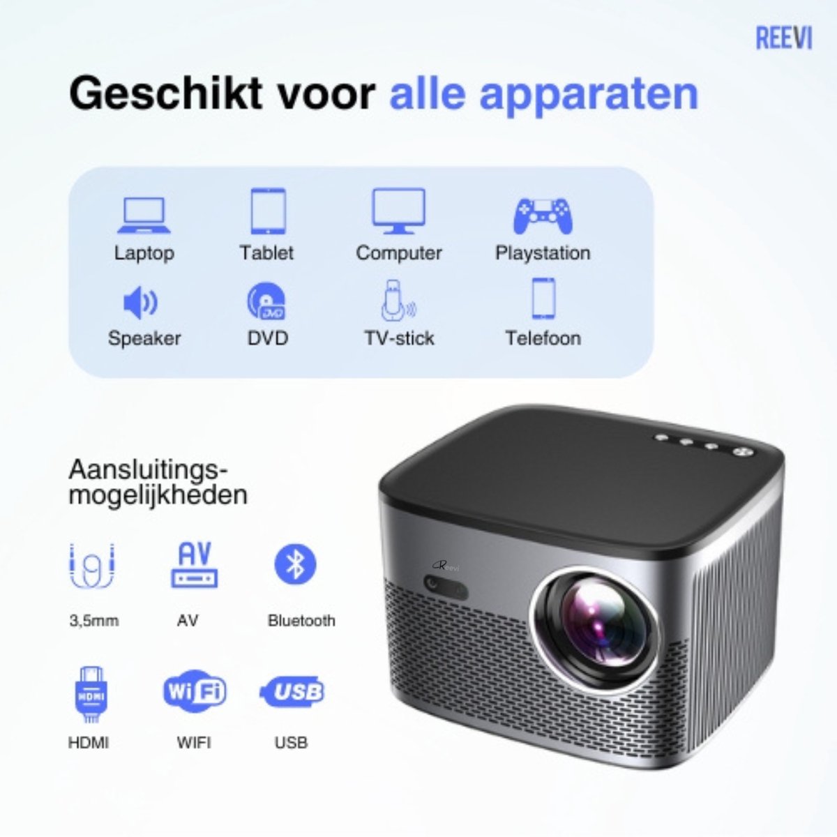 Reevi 2025 Mini Beamer 4K Projector