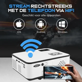 Relave Mini Projector Full HD 6500 Lumens inclusief Projectiescherm