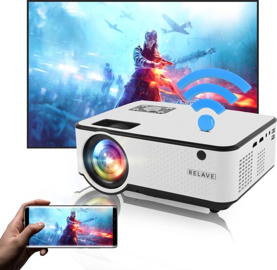 Relave Mini Projector Full HD 6500 Lumens inclusief Projectiescherm