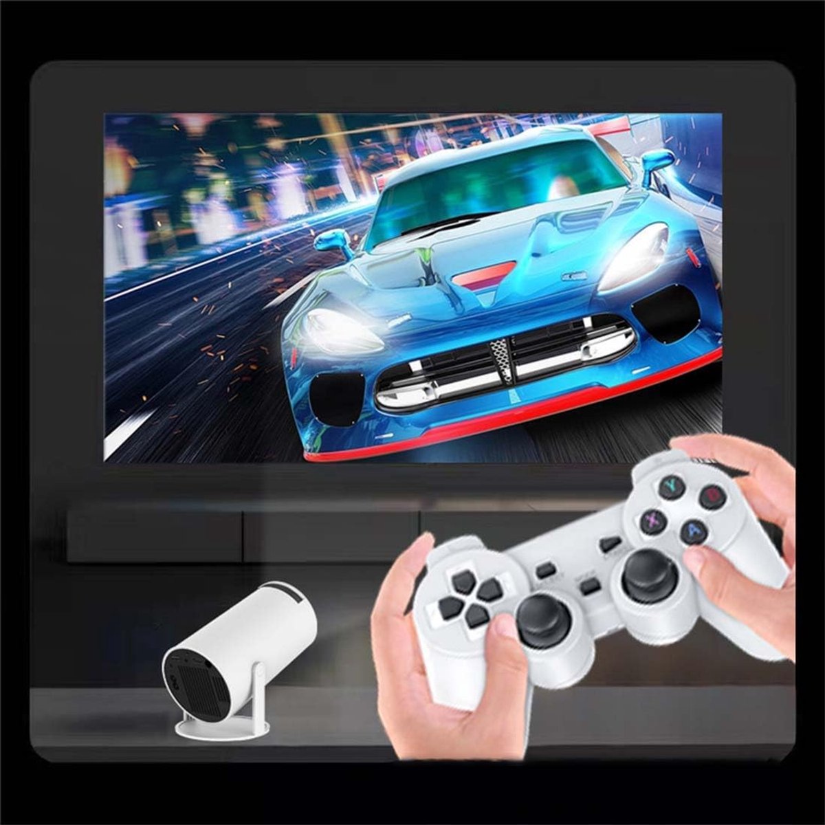 Retro Gameprojector 4K met Gameconsole en 2 Draadloze Controllers