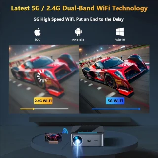 Serolux Android Wifi Full HD Projector 1920x1080P 30.000 Lumen Zwart