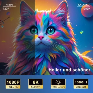 SnelShoppen - Mini Beamer Salange - Draagbare 8K Autofocus Projector met WIFI 6, Bluetooth 5.4, Auto Trapeziumcorrectie, 4K-ondersteuning, Smart Beame