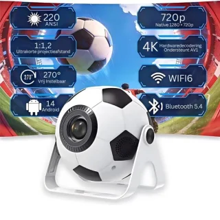 SNJY® Mini beamer Voetbal Wit