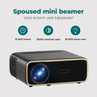 Spoused Full-HD Mini Beamer Zwart