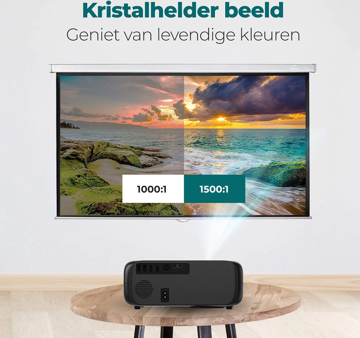 Spoused Full-HD Mini Beamer Zwart