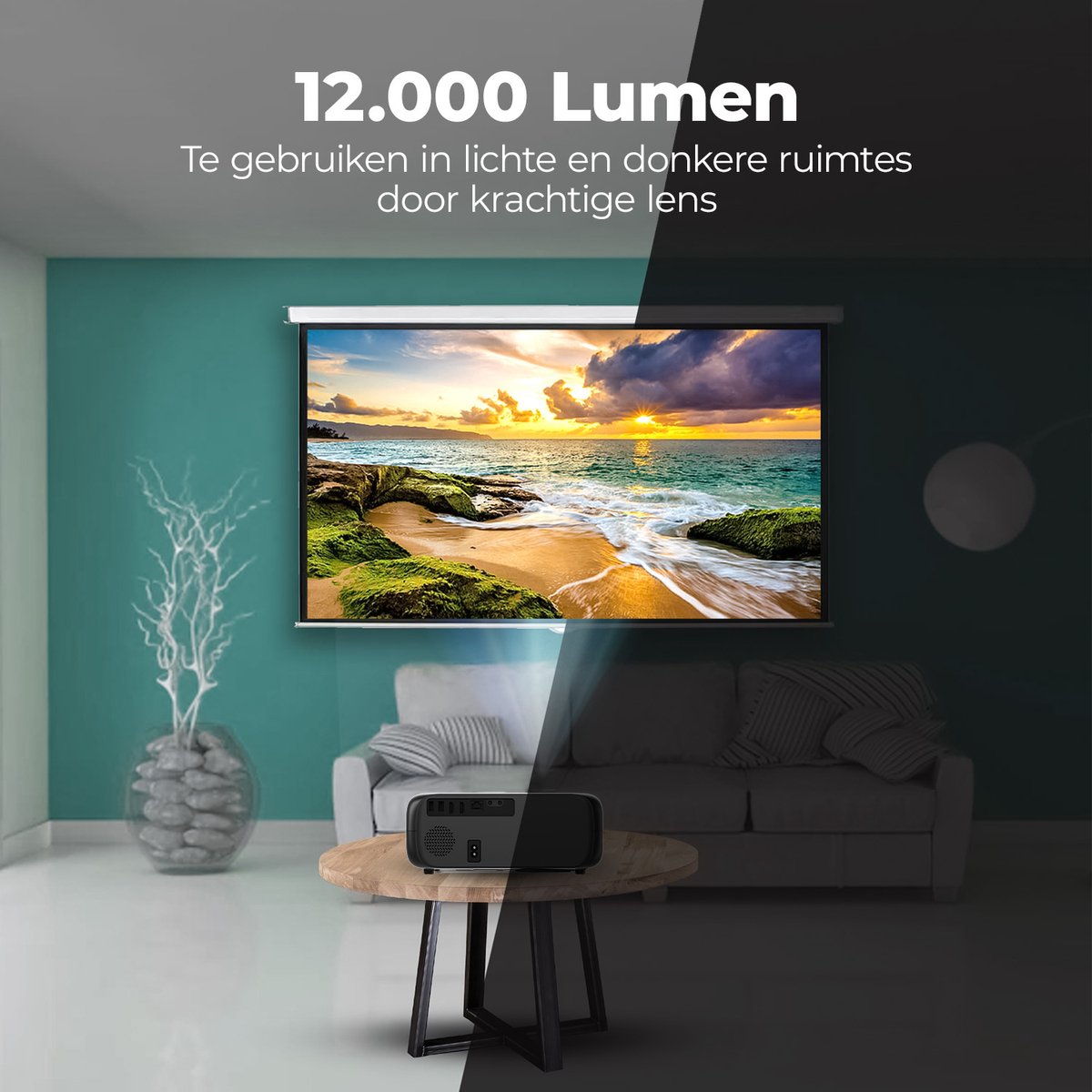 Spoused Full-HD Mini Beamer Zwart