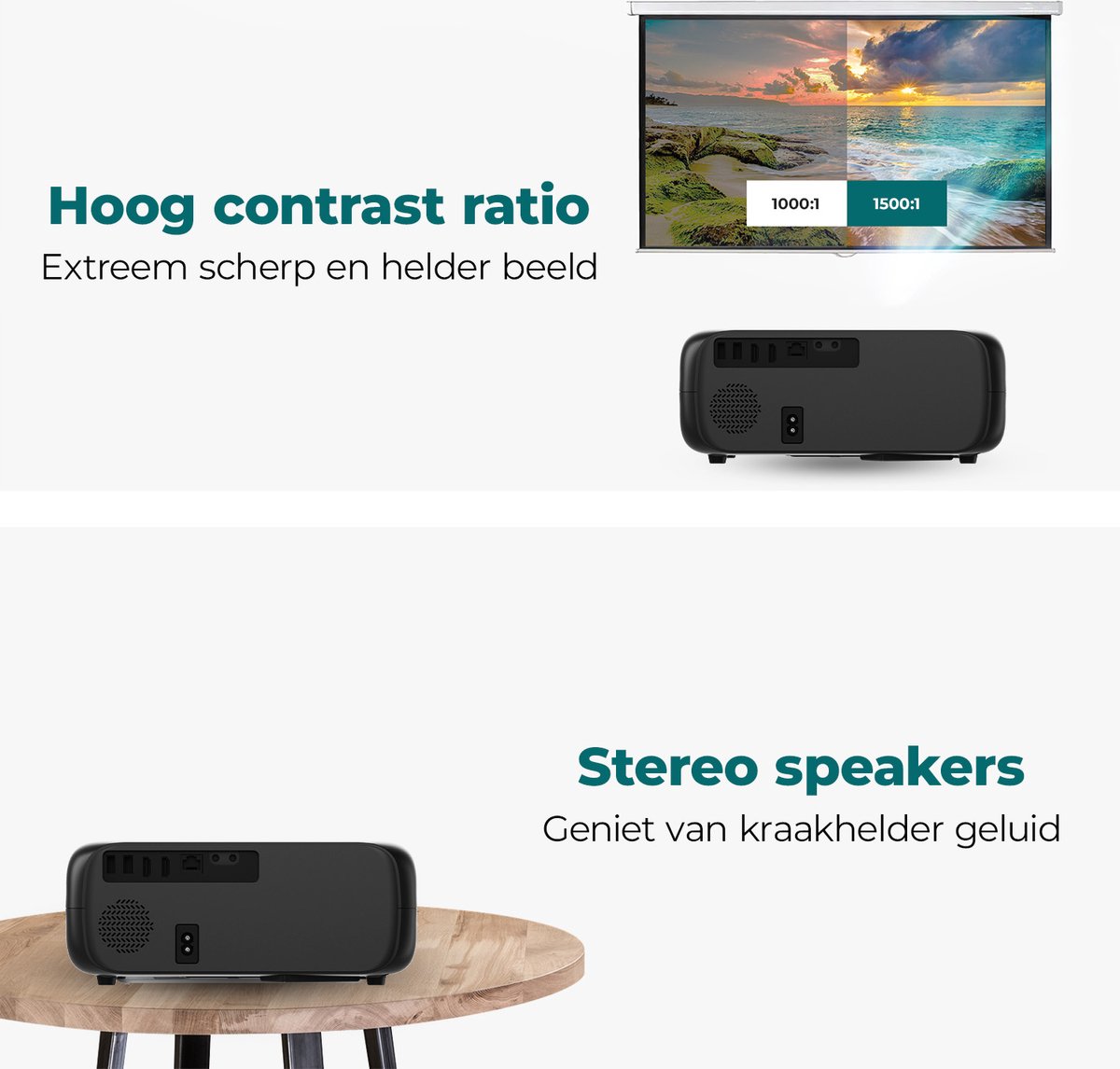 Spoused Full-HD Mini Beamer Zwart