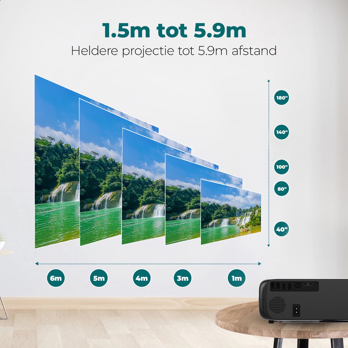 Spoused Full-HD Mini Beamer Zwart