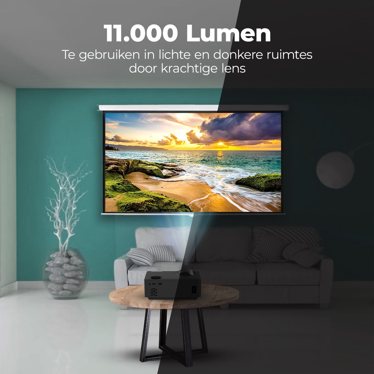 Spoused Mini Beamer Full-HD Zwart