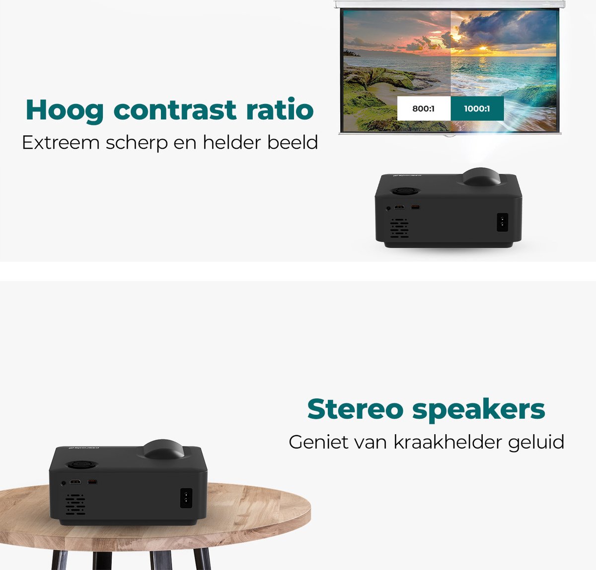 Spoused Mini Beamer Full-HD Zwart