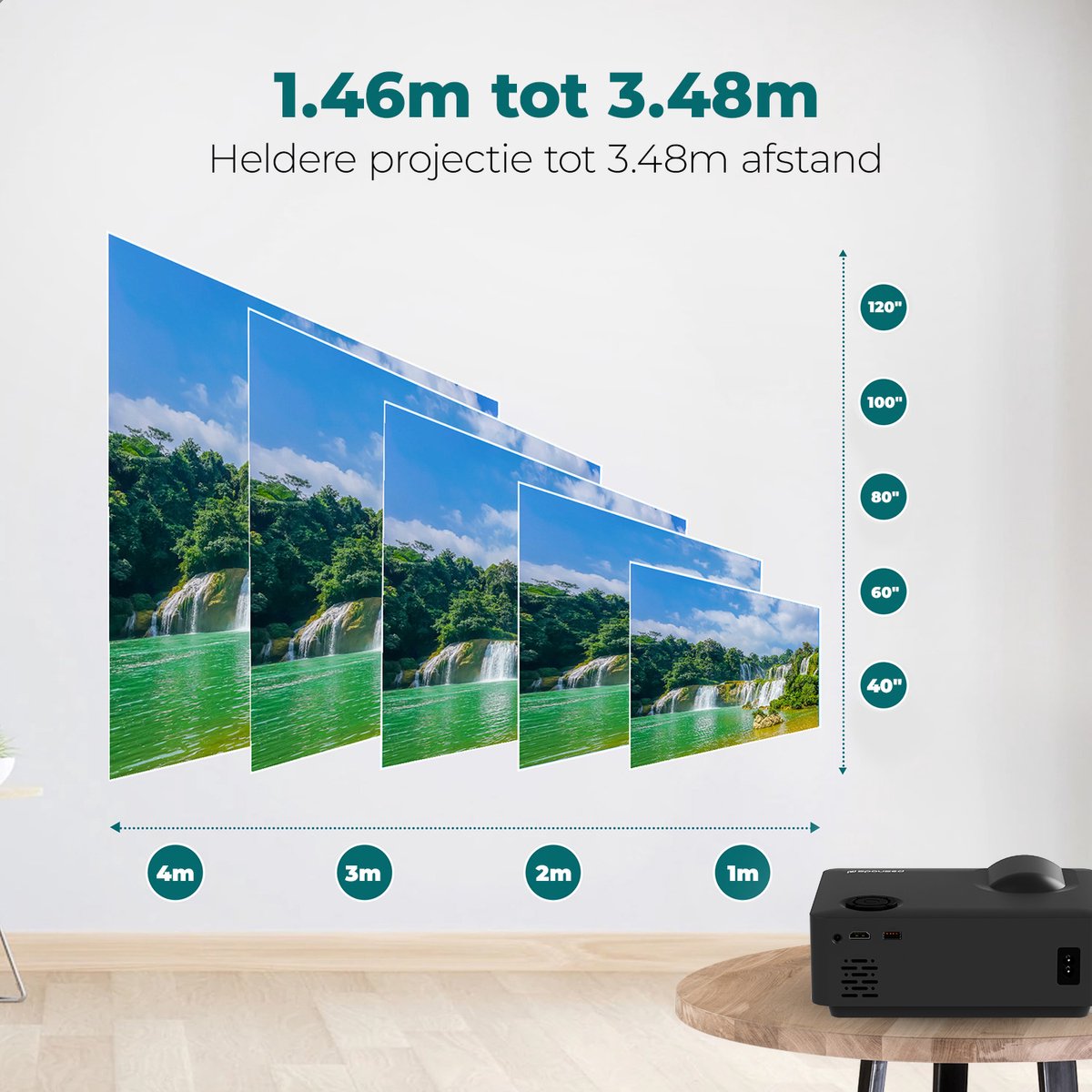 Spoused Mini Beamer Full-HD Zwart